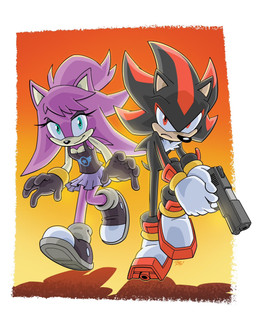 angry anthro bad_trigger_discipline black_body black_clothing black_gloves black_handwear black_nose black_topwear border bottomwear clothing duo female footwear gloves green_eyes gun hair handgun handwear holding_gun holding_handgun holding_object holding_pistol holding_ranged_weapon holding_weapon looking_at_viewer male orange_background pink_body pistol ranged_weapon red_eyes shoes simple_background skirt tail topwear walking weapon white_border white_clothing white_gloves white_handwear tracy_yardley sega sonic_the_hedgehog_(series) shadow_the_hedgehog eulipotyphlan hedgehog mammal 2023 digital_media_(artwork) hi_res