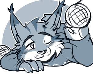 anthro ball_of_yarn claws clothed clothing ear_tuft finger_claws fur male one_eye_closed playing_with_yarn simple_background solo sweater topwear tuft whiskers yarn saku1saya disney zootopia pawbert_lynxley felid feline lynx mammal hi_res