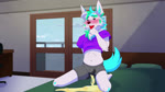 anthro blush bodily_fluids bottomwear breath clothed clothing crop_top femboy fur genital_fluids hair male navel omorashi panting pee_desperation peeing shirt shorts simple_background solo tail topwear urine urine_stream watersports wet wet_clothing wetting citris fisk_(fiskthefox) canid canine fox mammal 16:9 animated digital_media_(artwork) hi_res no_sound shaded short_playtime webm widescreen