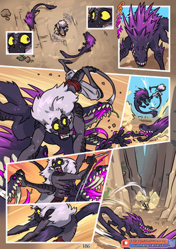 anthro bite claw_marks dagger day feral male melee_weapon mountain purple_eyes scared scratching shirtless surrounded tail thrown weapon yellow_sclera zummeng tristan_(zummeng) haplorhine mammal monkey monster primate comic hi_res