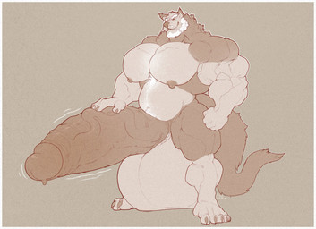 anthro balls barazoku beard belly_hair big_balls big_muscles big_pecs big_penis body_hair chest_hair claws facial_hair finger_claws foreskin genitals head_tuft huge_balls huge_muscles huge_pecs huge_penis hyper hyper_balls hyper_genitalia hyper_penis male motion_lines muscular muscular_anthro muscular_male narrowed_eyes navel neck_tuft nipples nude pecs penis simple_background smile solo standing toe_claws tuft gryblak harold_(winterwulf) binturong mammal viverrid full-length_portrait hi_res monochrome portrait