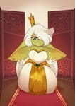 blush clothed clothing dress ear_piercing female female_humanoid fully_clothed green_body green_skin hair not_furry piercing queen royalty short_stack solo white_hair huffslove regina_(huffslove) goblin humanoid mammal absurd_res digital_media_(artwork) hi_res