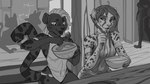 5_fingers anthro breasts clothed clothing duo eyebrows eyelashes female fingers hair male smile vagabondbastard cheetah felid feline mammal digital_media_(artwork)