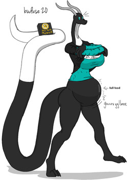 anthro belly big_breasts black_body black_clothing black_jacket black_text black_topwear blue_eyes book bottomless breasts clothed clothing digitigrade directional_arrow female grey_horn holding_book holding_object holding_with_tail horn jacket long_tail multicolored_eyes on_one_leg prehensile_tail rumbling_stomach shirt simple_background snout solo standing tail teal_clothing teal_eyes teal_shirt teal_topwear text topwear two_tone_eyes white_background white_body buduse his_dark_materials mythology dragon mythological_creature mythological_scalie scalie 2020 cel_shading digital_drawing_(artwork) digital_media_(artwork) hi_res shaded