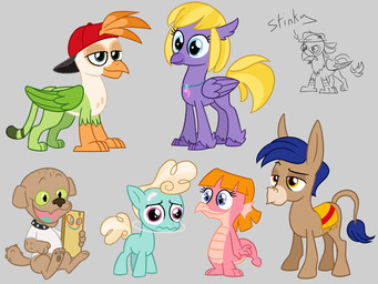 3_toes 4_fingers alternate_species anthro backwards_baseball_cap backwards_hat band-aid band-aid_on_face bandage bandage_on_face baseball_cap beak beak_closed bent_arm black_collar black_eyebrows blonde_mane blue_body blue_eyes blue_fur blue_mane blue_outline blue_tail_tuft blue_tongue braces brown_outline brown_tail closed_frown clothing collar curled_tail curly_mane directional_arrow eyebrows feather_hair feathered_wings feathering feathers feet female feral fingers floppy_ears fluffy fluffy_tail frown fur furrification green_body green_eyes green_fur green_outline green_tail green_wings grey_background grey_body grey_feathers group hair hair_through_hat half-closed_eyes hat headgear headwear holding_plank hooves jewelry larger_feral larger_male lop_ears male mane medium_hair medium_mane mouth_closed multicolored_body multicolored_scales narrowed_eyes necklace open_mouth open_smile orange_beak orange_eyes orange_hair orange_outline outline paws pink_body pink_eyes pink_outline pink_scales pink_tail ponification pseudo_hair purple_beak purple_body purple_feathers purple_hooves purple_outline purple_talons purple_wings quadruped red_clothing red_hat red_headwear scales shirt short_mane simple_background sitting size_difference smile spade_tail standing tail tail_tuft talons tan_body tan_mane tan_scales tan_tail text toes tongue topwear trio tuft two_tone_body two_tone_scales two_tone_tail unguligrade white_clothing white_shirt white_topwear wings wobbly_mouth yellow_blanket yellow_tail young young_anthro young_female young_feral young_male insert-thenewbl-here cartoon_network ed_edd_n_eddy european_mythology friendship_is_magic greek_mythology hasbro my_little_pony mythology jimmy_(eene) jonny_2x4 kevin_(eene) nazz_von_bartonschmeer plank_(eene) rolf_(eene) sarah_(eene) asinus avian canid diamond_dog_(mlp) donkey dragon equid equine gryphon hippogriff mammal mythological_avian mythological_creature mythological_scalie scalie western_dragon 2025 4:3 colored digital_drawing_(artwork) digital_media_(artwork) english_description english_text hi_res