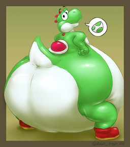 4_fingers anthro bent_arm bent_leg big_butt black_eyebrows black_eyes border brown_background brown_border butt chubby_cheeks closed_smile clothing egg eyebrows fingers floating_eyebrows footwear footwear_only green_body green_skin green_tail huge_butt hyper hyper_butt hyper_pear light looking_at_viewer male male_anthro monobutt mostly_nude mostly_nude_anthro mostly_nude_male mouth_closed multicolored_body multicolored_skin obese obese_anthro obese_male overweight overweight_anthro overweight_male pear-shaped_figure red_clothing red_footwear red_shell red_shoes red_spines shell shoes shoes_only simple_background smile smiling_at_viewer solo speech_bubble standing tail text two_tone_body two_tone_skin two_tone_tail white_body white_skin white_tail wide_hipped_anthro wide_hipped_male wide_hips kobaltsilverstar mario_bros nintendo green_yoshi yoshi 2019 artist_name colored dated digital_drawing_(artwork) digital_media_(artwork) english_description full-length_portrait lighting portrait shaded
