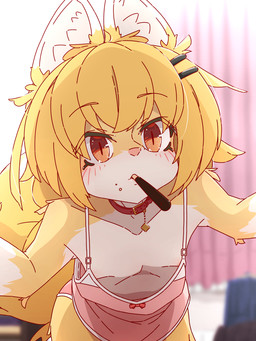 accessory adolescent amber_eyes anthro blush blush_lines clothing female food fur hair_accessory kemono loli looking_at_viewer multicolored_body multicolored_fur nipples solo tail tail_motion tailwag young aogitsune_jitto pocky canid canine fox mammal 2024 3:4 animated animated_png hi_res