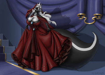 anthro big_breasts big_tail breasts clothing crown dress female gown headgear huge_breasts huge_tail long_tail solo tail ndrnight twillight_(twillightskunk) mammal mephitid skunk absurd_res hi_res tagme herm_(lore)