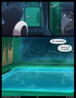 anthro bath bathhouse dialogue male plant science_fiction solo speech_bubble terrarium text vivarium water katauni alter_(katauni) iza_teoke cobra reptile scalie snake absurd_res comic english_text hi_res
