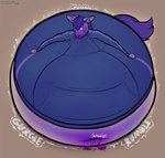 anthro belly belly_expansion belly_squish big_belly blue_clothing blue_topwear blue_tracksuit blueberry_inflation clothing expansion green_eyes gurgle_(sound_effect) hair hand_on_belly hand_on_own_belly huge_belly hyper hyper_belly hyper_inflation inflation leaking_navel looking_down looking_down_at_self motion_lines navel onomatopoeia open_mouth panicking purple_body purple_ears purple_hair purple_mouth purple_tail rumbling rumbling_stomach simple_background slosh sloshing_belly solo sound_effects spherical_inflation spurting_sound_effect squish swelling tail tan_background text tight_clothing topwear tracksuit worried impaledwolf shuckles_(derped.up) equid equine horse mammal 2024 absurd_res colored_sketch digital_drawing_(artwork) digital_media_(artwork) hi_res sketch nonbinary_(lore)