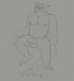 anthro balls belly big_belly claws erection facial_piercing facial_scar fin fin_piercing fin_ring foreskin front_view furgonomic_piercing furgonomics genitals humanoid_genitalia humanoid_penis male male_anthro muscular muscular_anthro muscular_male narrowed_eyes navel nipple_piercing nipple_ring nipples nose_piercing nose_ring nude open_mouth overweight overweight_anthro overweight_male pecs penis piercing ring_piercing scar septum_piercing septum_ring sharp_teeth simple_background sitting solo teeth toe_claws tongue tongue_out unretracted_foreskin vein veiny_penis aduran aquatic fish shark hi_res monochrome sketch