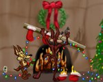 3_toes 4_fingers abstract_background anthro arm_tuft athletic athletic_anthro athletic_male back_tuft belly biped black_eyes black_nose brown_body brown_fur butt_tuft calf_tuft chest_tuft christmas_lights christmas_stocking christmas_tree countershade_torso countershading curled_tail duo elbow_tuft eyebrows featureless_butt feet fingers fireplace fur hammer hip_tuft holding_hammer holding_object holding_tool holidays humanoid_heel knee_tuft leg_tuft male nude paws pecs plant plantigrade pose raised_heel raised_tail rear_view ribbons shoulder_tuft sketchy skinny slim_anthro slim_male soles spine standing_on_toes tail tan_belly tan_body tan_eyebrows tan_fur tiptoes toes tools tree tuft yellow_sclera stevethedragon christmas looney_tunes warner_brothers fan_character wile_e._coyote canid canine canis coyote mammal 2010 5:4 colored dated detailed digital_drawing_(artwork) digital_media_(artwork) pinup shaded signature sketch