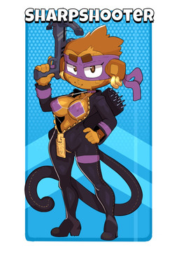 anthro bottomwear brown_body brown_eyebrows brown_fur choker clothing crossbow domino_mask ear_piercing eyebrows eyelashes eyemask eyewear female fur furgonomic_bottomwear furgonomics jewelry jumpsuit long_tail mask monkey_tail necklace nipple_outline piercing purple_bikini_top purple_choker purple_jewelry purple_necklace purple_wristband ranged_weapon solo tail text thick_thighs unzipped unzipped_jumpsuit weapon wide_hips zipper vixycore bloons_tower_defense ninja_kiwi dart_monkey_(bloons) haplorhine mammal monkey primate 2023 english_text hi_res
