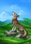 cloud feral howl outside rock solo kekpafrany canid canine canis mammal wolf 2016 digital_media_(artwork) hi_res