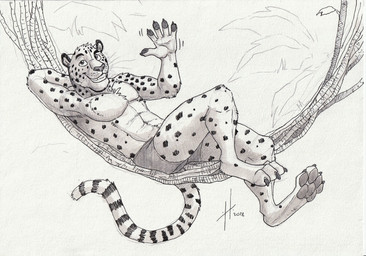 anthro athletic athletic_anthro athletic_male bottomwear chest_tuft clothed clothing gesture grin head_tuft looking_at_viewer male male_anthro markings pawpads smile solo spots spotted_arms spotted_legs spotted_markings spotted_tail striped_markings striped_tail stripes tail tail_markings topless tuft waving waving_at_viewer whiskers hufnaar cheetah felid feline mammal 2018 dated hi_res monochrome signature sketch