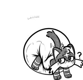 ambiguous_gender big_diaper blush blush_lines cheek_tuft clean_diaper clothed clothing diaper diaper_only facial_markings facial_tuft feral forehead_markings fur head_markings head_tuft heart_symbol leg_markings markings multicolored_body multicolored_fur question_mark simple_background socks_(marking) solo tail three-quarter_view topless tuft two_tone_body two_tone_fur wearing_diaper white_background white_diaper ludis-luteo nintendo pokemon generation_7_pokemon litten pokemon_(species) 2025 full-length_portrait greyscale hi_res monochrome portrait signature
