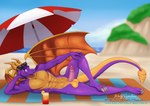 abs aged_up alcohol anthro balls beach beach_towel beach_umbrella beverage eyewear genitals male muscular muscular_anthro muscular_male orange_body parasol penis pose purple_body scales seaside solo sunglasses tail towel wings wolfpsalm activision european_mythology mythology spyro_reignited_trilogy spyro_the_dragon spyro dragon mythological_creature mythological_scalie scalie western_dragon 2021 pinup