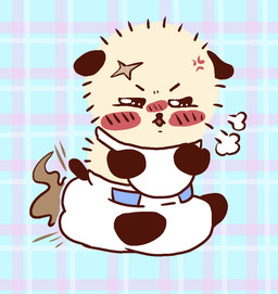 ageplay anthro bib blush clothed clothing diaper feces infantilism male pooping roleplay sitting soiled_diaper soiling soiling_diaper solo stink_fumes unclean_diaper used_diaper using_diaper wearing_diaper ebenezerslime chiikawa rakko_(chiikawa) mammal mustelid otter