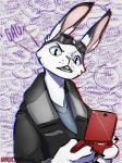 anthro clothed clothing electronics eyewear game_console goggles looking_at_viewer male open_mouth solo grungecandy nintendo nintendo_ds nintendo_ds_family lagomorph leporid mammal rabbit 3:4