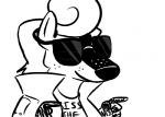 anthro clothed clothing eyewear gesture hand_gesture jacket male pointing pompadour simple_background smile solo sunglasses text topwear white_background inkyfrog disney pack_street zootopia fan_character t_rex_(weaver) badger mammal mustelid musteline 2017 black_and_white english_text monochrome