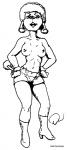 anthro areola biped bottomwear camel_toe clothed clothing female footwear high_heels nipples shoes shorts solo topless doug_winger canid canine canis domestic_dog mammal poodle 1993 monochrome