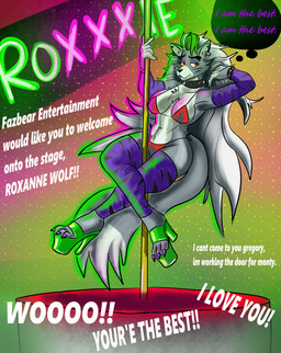 3_toes 5_fingers alternate_species anthro bikini claws clothing dancing feet female finger_claws fingers footwear furrification green_claws high_heels pole pole_dancing purple_claws shoes solo stripper stripper_pole swimwear text toe_claws toes two-piece_swimsuit thegrave999 five_nights_at_freddy's five_nights_at_freddy's:_security_breach scottgames steel_wool_studios roxanne_wolf canid canine canis mammal wolf 2021 absurd_res english_text hi_res