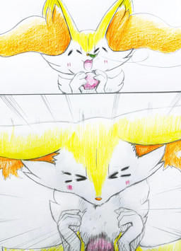 >_< ^_^ ambiguous_anthro ambiguous_gender anthro biped blush dropping_food ears_down emanata eyes_closed food front_view holding_food holding_object leaf open_:3 open_mouth open_smile pivoted_ears poke_puff simple_background smile sneeze snout solo two_panel_image eiroru nintendo pokemon braixen canid generation_6_pokemon mammal pokemon_(species) 2024 bust_portrait colored colored_pencil_(artwork) graphite_(artwork) hi_res portrait shaded traditional_media_(artwork)