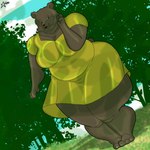 anthro belly big_belly big_breasts big_butt breasts butt clothing dress female fupa obese overweight slightly_chubby slightly_chubby_female solo sundress thick_thighs wide_hips cosmosarts priya_(cosmosarts) bear mammal 1:1 absurd_res hi_res