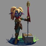 armor blonde_hair clothing fangs female hair hammer humanoid_pointy_ears maul not_furry pointy_ears purple_eyes scarf solo teeth tools mechtal league_of_legends riot_games tencent poppy_(lol) humanoid yordle 1:1 absurd_res hi_res