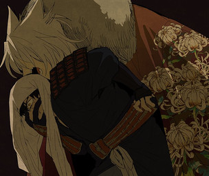 armor asian_clothing bodily_fluids clothing crying duo east_asian_clothing female japanese_clothing male not_furry open_mouth tears takeichi_abaraya nejikemono agata_(nejikemono) kagashi_(nejikemono) animal_humanoid canid canid_humanoid canine canine_humanoid human humanoid mammal mammal_humanoid wolf_humanoid japanese_description
