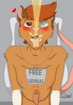 ambiguous_gender anthro bathroom blue_eyes blush bodily_fluids brown_body brown_eyes brown_fur circumcised dominant dominant_pov drinking drinking_urine erection first_person_view free_use fur genital_fluids genitals hair heart_symbol heterochromia high-angle_view humanoid_genitalia humanoid_penis looking_at_viewer looking_pleasured male markings nipples nude open_mouth orange_body orange_fur orange_hair peeing peeing_on_face peeing_pov penis prepared public public_nudity public_restroom solo submissive submissive_male text toilet_slave tongue tongue_out urinal urine urine_in_mouth urine_on_face watersports white_body white_fur white_markings zer0rebel4 timothy_(zer0rebel4) american_opossum mammal marsupial 2022 absurd_res digital_drawing_(artwork) digital_media_(artwork) english_text hi_res