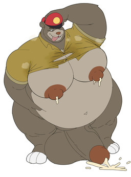 anthro big_moobs big_nipples bodily_fluids breasts clothing cum facial_hair fupa genital_fluids genitals hand_on_belly hand_on_head hat headgear headwear hyper hyper_genitalia lactating male male_lactation moobs musk nipples overweight overweight_anthro overweight_male pilot_hat shirt solo sweat sweat_stain sweaty_breasts tight_clothing tight_shirt tight_topwear tongue tongue_out topwear wide_hips swirlzeez disney talespin the_jungle_book baloo bear mammal sloth_bear ursine 2026 hi_res