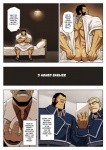 clothing dialogue eyewear facial_hair glasses male muscular mustache text uniform zelo_lee fullmetal_alchemist darius_(fullmetal_alchemist) heinkel_(fullmetal_alchemist) human mammal comic english_text translated