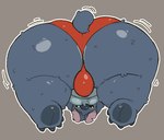4_toes anthro ball_bulge big_butt blue_body blue_fur blue_pawpads butt chest_tuft clothed clothing emanata feet fur grey_background head_tuft male notched_ear outline pawpads red_clothing red_thong red_underwear simple_background solo thick_thighs thong thong_only toes topless tuft underwear underwear_only ogilenuj disney lilo_and_stitch stitch_(lilo_and_stitch) alien experiment_(lilo_and_stitch) 2025 english_description