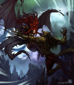 abs action_pose angry anthro armband armor athletic barefoot battle biceps bottomwear bracelet breasts bright_eyes claws clothed clothing detailed_background digitigrade duo fangs feet female fight flying foreshortening fur green_body green_fur hair jewelry jumping long_hair male membrane_(anatomy) membranous_wings mountain muscular muscular_male open_mouth outside pants pecs pose red_eyes red_hair sharp_teeth teeth topless wings yellow_eyes guillermo_angel mythology canid canine canis humanoid mammal mythological_canine mythological_creature vampire werecanid werecanine werecreature werewolf wolf 2009 detailed