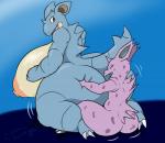 anthro areola big_breasts big_butt breasts butt duo female grope huge_breasts huge_butt hyper hyper_breasts male male/female nipples sex size_difference smaller_male squish cosmicscourge nintendo pokemon generation_1_pokemon nidoqueen nidorino pokemon_(species) 2019 absurd_res hi_res