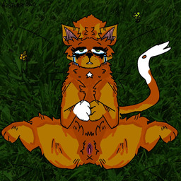 bodily_fluids crying dipstick_tail female feral fur genitals grass green_eyes looking_up lying markings on_back orange_body orange_fur pattern_background paws plant questionable_consent simple_background solo spread_legs spreading tail tail_markings tears toony vulva white_body white_fur white_tail white_tail_tip azhfurr warriors_(book_series) squirrelstar_(warriors) domestic_cat felid feline felis mammal 1:1 2022 hi_res