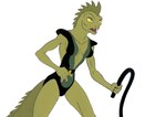 animation_cel anthro breasts clothed clothing eyeshadow female leotard makeup membrane_(anatomy) open_mouth solo tail whip unknown_artist filmation lizard_woman_(the_new_adventures_of_flash_gordon) lizard reptile scalie 1979 20th_century ancient_art digital_media_(artwork) hi_res restricted_palette traditional_media_(artwork)