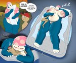 anal anal_fingering anthro balls bed big_breasts blush bodily_fluids breasts butt camping clothed clothing duo erection eyes_closed female female_fingering_male female_penetrating female_penetrating_male fingering fur furniture genitals grass hug hugging_object hugging_pillow humanoid_genitalia humanoid_penis inflatable inflatable_bed interspecies looking_pleasured lying male male/female male_penetrated night night_cap nightgown nipples nude obese obese_anthro obese_female open_mouth oral oral_penetration outside overweight overweight_anthro overweight_female penetration penis pillow plant pussy sex simple_background size_difference sky sleeping smile star tent text thick_thighs topwear smeargle20 nintendo pokemon pokemon_sleep generation_1_pokemon human mammal pokemon_(species) snorlax absurd_res digital_media_(artwork) english_text hi_res