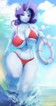 5_fingers anthro anthrofied big_breasts bikini breasts cleavage clothed clothing cloud curvy_figure cutie_mark female fingers hair horn looking_at_viewer navel outside purple_hair solo swimwear thick_thighs two-piece_swimsuit under_boob water wide_hipped_female wide_hips maarthul friendship_is_magic hasbro my_little_pony mythology rarity_(mlp) equid equine mammal mythological_creature mythological_equine unicorn 2019 hi_res