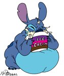 belly big_belly blue_body blue_fur blue_nose eating fur male obese overweight solo stuffing weight_gain xanderdwulfe disney lilo_and_stitch stitch_(lilo_and_stitch) alien experiment_(lilo_and_stitch) low_res