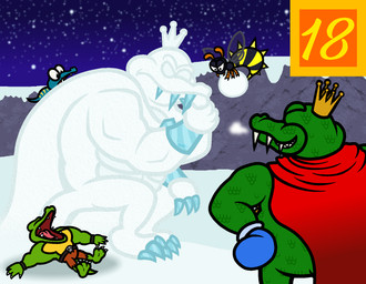 ambiguous_feral ambiguous_gender antennae_(anatomy) anthro belt belt_buckle black_belt black_body black_eyes black_wristband blue_body blue_clothing blue_handwear blue_mittens blue_scales blue_sky blue_tail bottomwear brown_antennae brown_bottomwear brown_clothing brown_shorts buckle cape claws clothed clothed_anthro clothed_male clothing crown eyes_closed feral finger_claws flying furrowed_brow green_body green_scales green_tail grey_line_art group hand_on_hip hand_on_own_hip handwear headgear holding_snow king long_fangs male male_anthro mittens number open_mouth pink_tongue red_cape red_clothing royalty scales shorts sky snow snow_sculpture standing star starry_sky stinger tail text_box toe_claws tongue toothy_grin topless topless_anthro topless_male translucent translucent_wings white_claws wings winter yellow_body yellow_spikes captainquack64 donkey_kong_(series) nintendo king_k._rool arthropod bee hymenopteran insect klaptrap kremling scalie wasp zinger 2025 colored digital_drawing_(artwork) digital_media_(artwork) english_description hi_res shaded