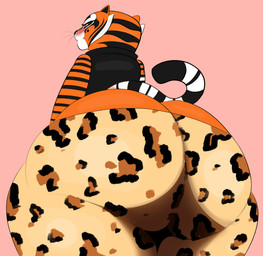 animal_print anthro big_butt blush blush_lines bottomwear butt butt_cleavage clothing female fur huge_butt leopard_print leopard_print_pants long_tail markings multicolored_body multicolored_fur orange_body orange_fur pants rear_view shirt solo striped_markings striped_tail stripes tail tail_markings thick_thighs tight_bottomwear tight_clothing tight_pants topwear white_body white_fur ota_(artist) dreamworks kung_fu_panda master_tigress felid mammal pantherine tiger hi_res