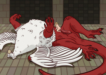 4_fingers 4_toes 5_fingers animal_genitalia arm_support arms_bent bent_legs black_claws blonde_hair bodily_fluids breasts building butt claws cloaca cloacal_penis duo extreme_size_difference eyes_closed feathered_breasts feathers feet female fingers floor genital_fluids genitals gynomorph hair hand_on_belly hands_up humanoid_on_taur intersex intersex/female kneeling light_body light_skin long_tail looking_up lying nude on_another on_another's_belly on_back penetration penile penile_penetration penis penis_in_vagina precum pubic_boot red_body red_scales scales sex short_hair size_difference spread_legs spread_wings spreading tail tapering_penis tapering_tail tile tile_floor tile_wall tiny_upper_body toes vaginal vaginal_penetration wall_(structure) white_body white_feathers wing_claws wings capricaprinae delicious_in_dungeon mythology falin_touden marcille_donato avian chimera dragon dragon_taur elf humanoid long_neck_taur mythological_creature mythological_scalie scalie taur 2024 absurd_res cel_shading hi_res painting_(artwork) shaded signature