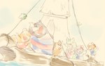 anthro biped boat brown_body chibi clothing eyes_closed eyewear glasses group hat headgear headwear vehicle watercraft tmim gamba_no_bouken gamba_no_bouken_(series) bobo_(gamba_no_bouken) chuuta gakusha ganba ikasama shijin yoisho mammal mouse murid murine rodent 2023