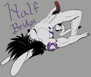 abs anthro black_hair erection exercise fur genitals hair male muscular muscular_male nude penis pubes solo tattoo white_body white_fur workout remwithpen rem-ay-nayot alien canid canine mammal mya-kar hi_res