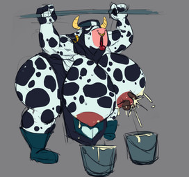 ahegao anthro bent_over big_breasts bodily_fluids boots breast_milking breast_squeeze breasts bucket clothing container disembodied_hand facial_piercing female footwear gown headgear headwear holding_railing huge_breasts lactating lips looking_pleasured milk nipple_fetish nipple_pinch nipple_play nose_piercing piercing pinch shoes solo squeezing sweat thick_bottom_lip thick_thighs bigbun_3 bun-e animal_humanoid bovid bovid_humanoid bovine bovine_humanoid cattle cattle_humanoid humanoid mammal mammal_humanoid