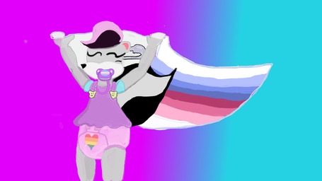 abdl abdl_pride_colors anthro baby_fur diaper female lgbt_pride pride_colors sally_daskunk solo mammal mephitid skunk hi_res