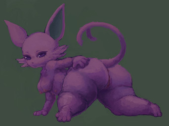 all_fours anthro anthrofied anus areola big_butt biped breasts butt cheek_tuft facial_tuft feet female female_anthro forked_tail fur genitals hand_on_butt hand_on_own_butt inner_labia looking_at_viewer looking_back looking_back_at_viewer multi_nipple nipples pokemorph presenting presenting_hindquarters purple_body purple_eyes purple_fur soles solo tail tuft unusual_anatomy unusual_tail vulva morbiddevotion nintendo pokemon eeveelution espeon generation_2_pokemon pokemon_(species) colored digital_media_(artwork) digital_painting_(artwork) hi_res painting_(artwork) shaded