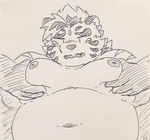 anthro belly duo groping_chest groping_from_behind male moobs navel nipples overweight overweight_male shirtless ptcmtr lifewonders tokyo_afterschool_summoners licho_(tas) felid mammal pantherine tiger hi_res sketch